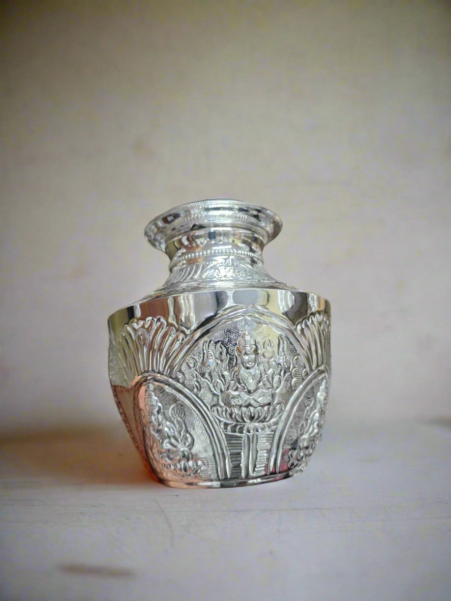 German silver washable astalakshmi design/ gajalakshmi design kodapana, 7" for pooja