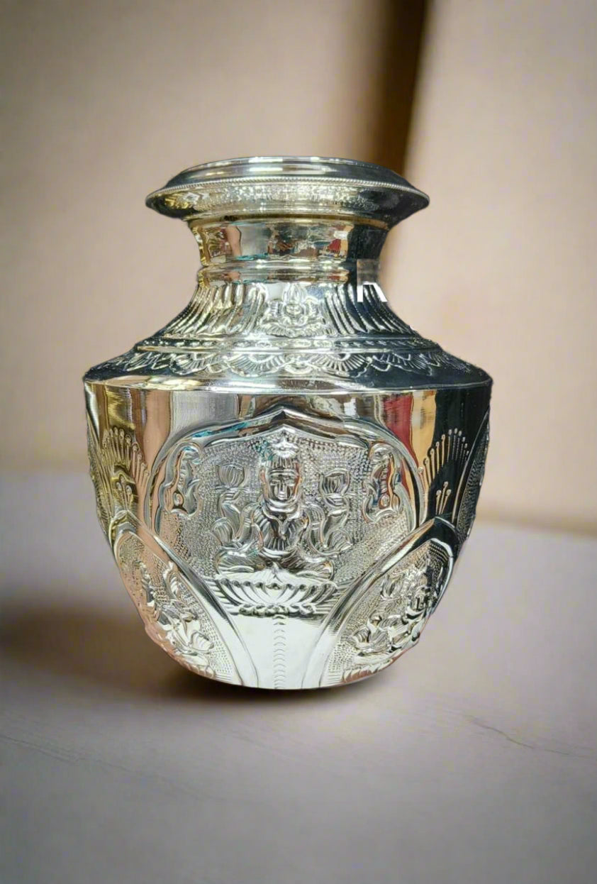 German silver washable astalakshmi design/ gajalakshmi design kodapana, 7" for pooja