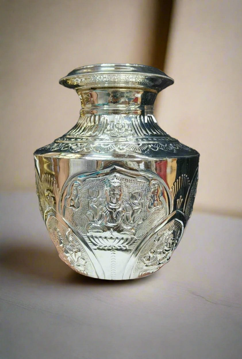 German silver washable astalakshmi design/ gajalakshmi design kodapana, 7" for pooja