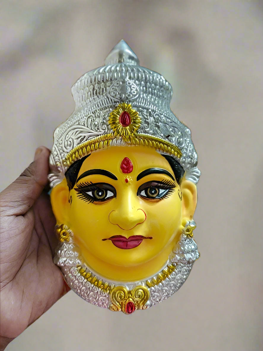 German silver washable special design big size face with Tanjore painted 8"