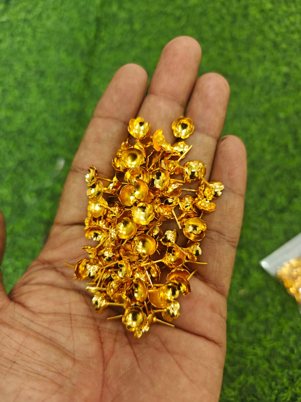 German silver set of 2 , 108 golden flowers