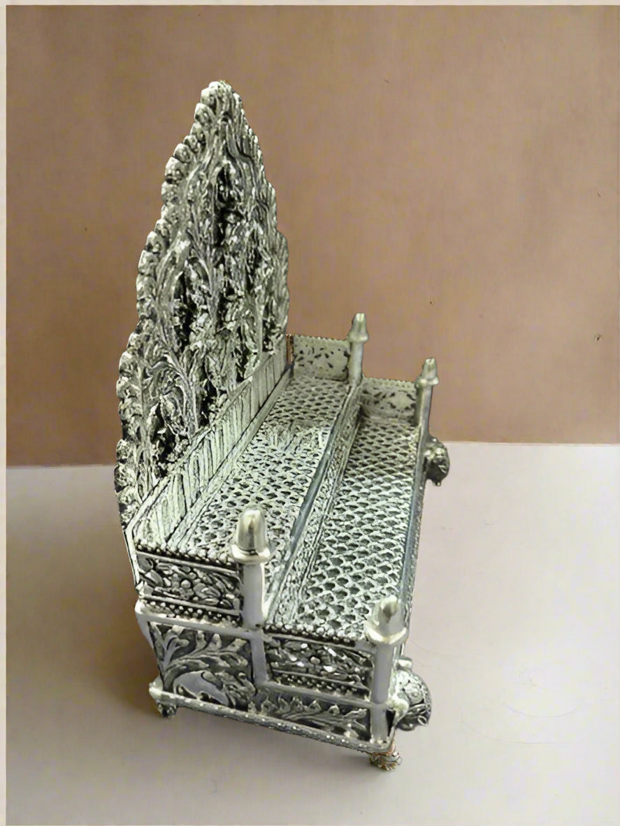 pure silver plated antique finish astha lakshmi 2 step singhasan for home/ office