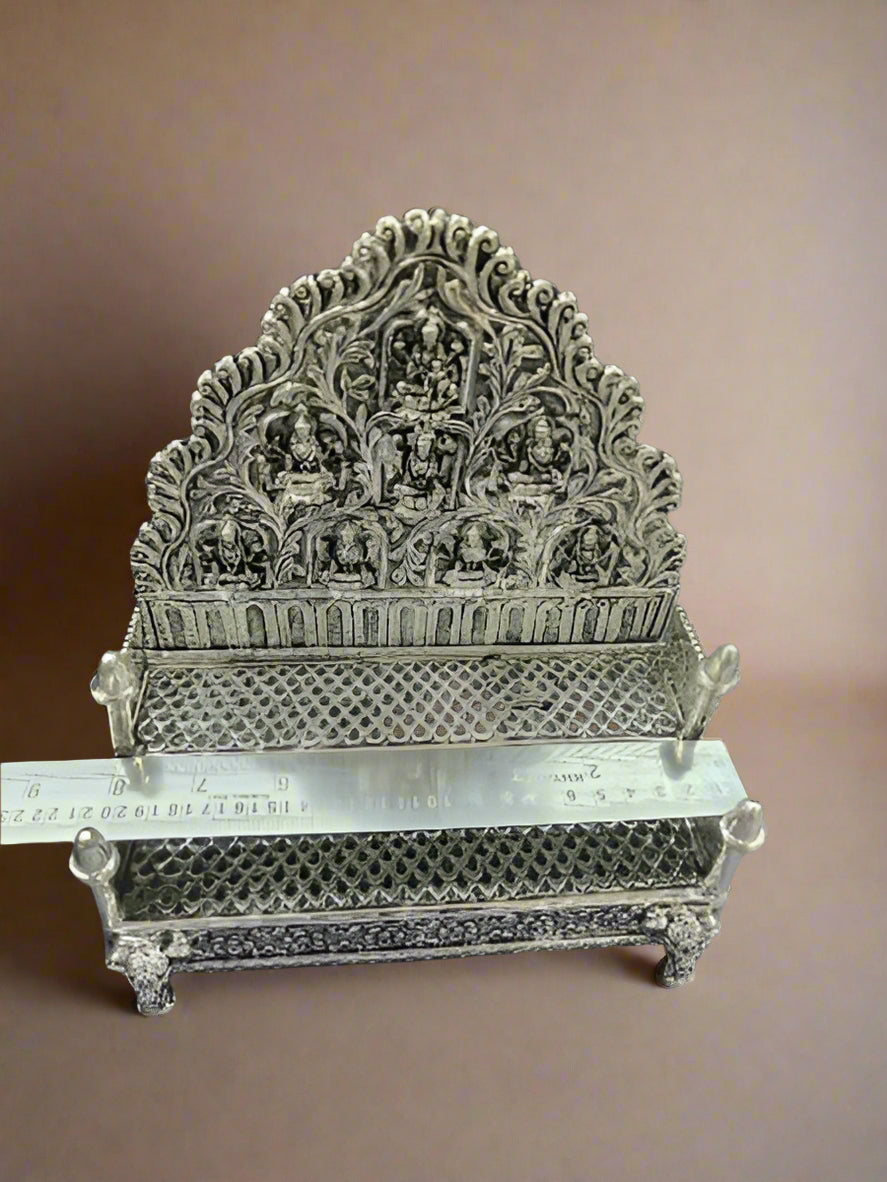 pure silver plated antique finish astha lakshmi 2 step singhasan for home/ office