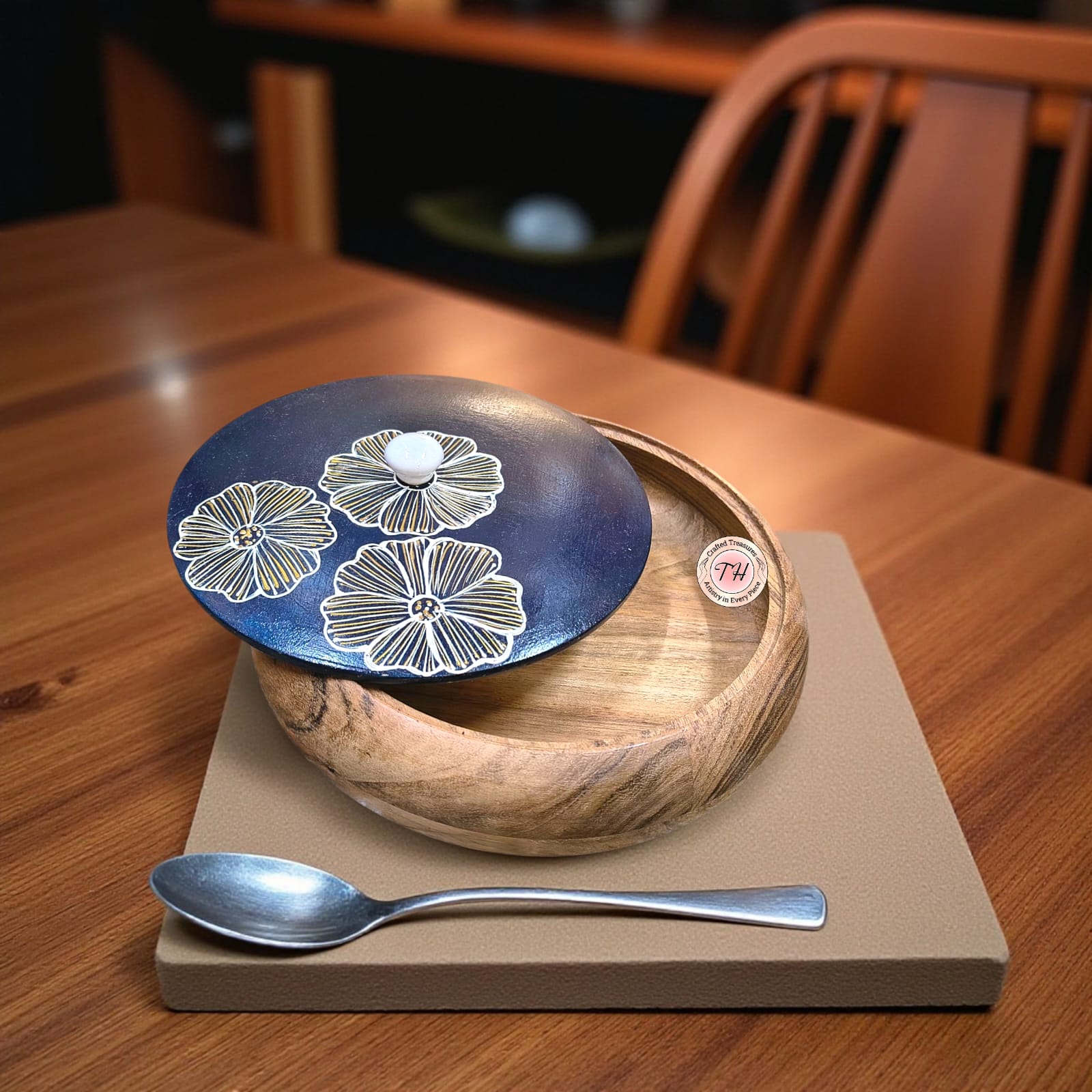 wooden printed chapati box for kitchen/ gift item