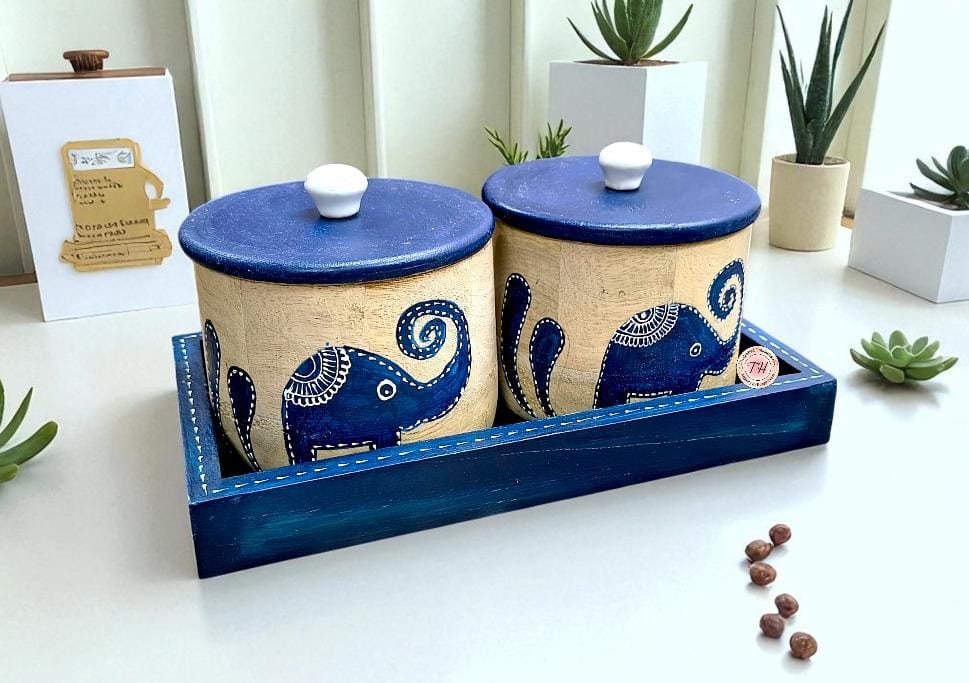 Wooden Dry Fruits Box & Snacks Jar with Tray for home/ office / gift item