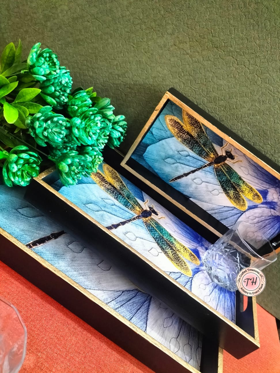 wooden with epoxy print  , set of 3 tray for home/ office/ gift item