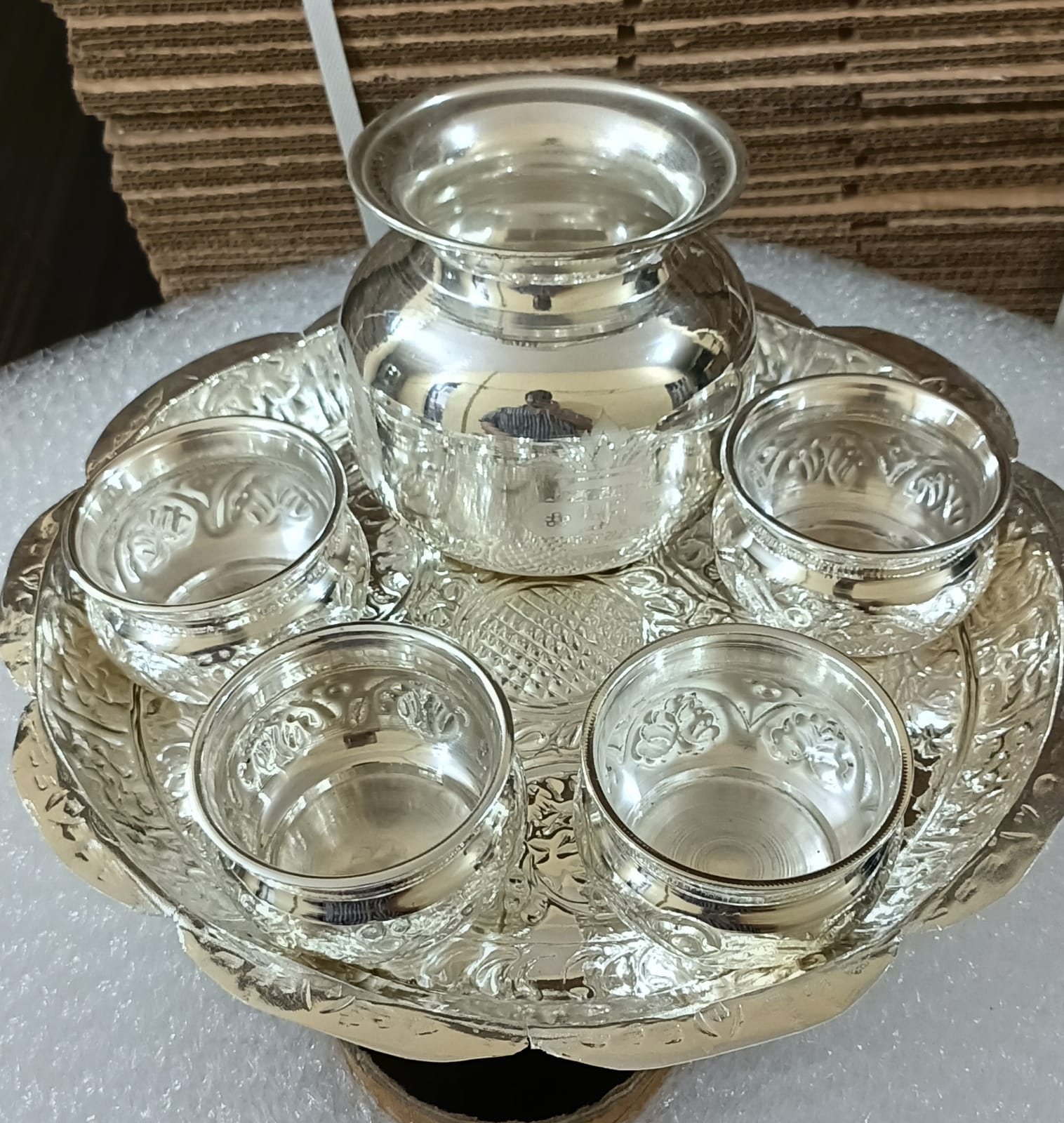 pure German silver pooja set for housewarming pooja/diwali festival