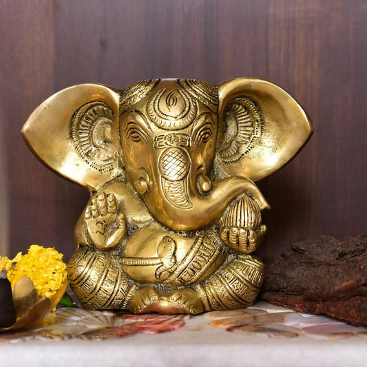 brass Ganesh statue with big ears/ statue for temple/ gift item/ home decor