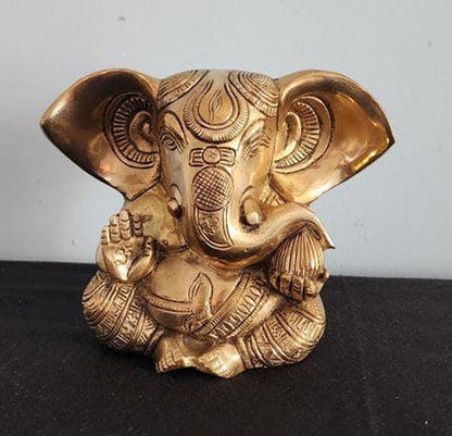 brass Ganesh statue with big ears/ statue for temple/ gift item/ home decor