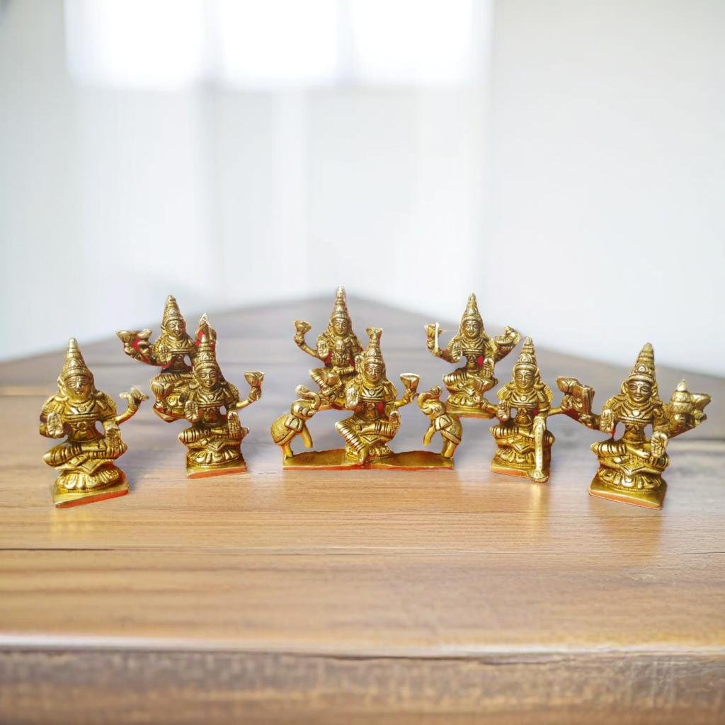 Set of 8 laxmiji/ashtha laxmi Set Brass for Temple/Home Decor/Gift Item, Gold,