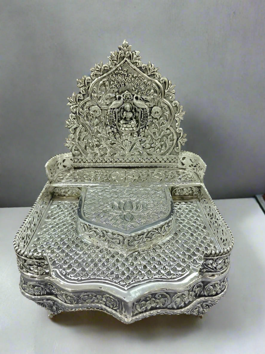 pure silver plated 2 step lakshmi singhasan for home/office