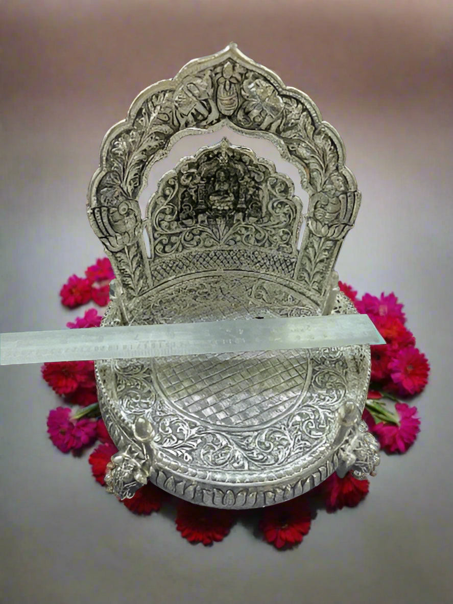 pure silver plated lakshmi singhasan with elephant legs for home/ office