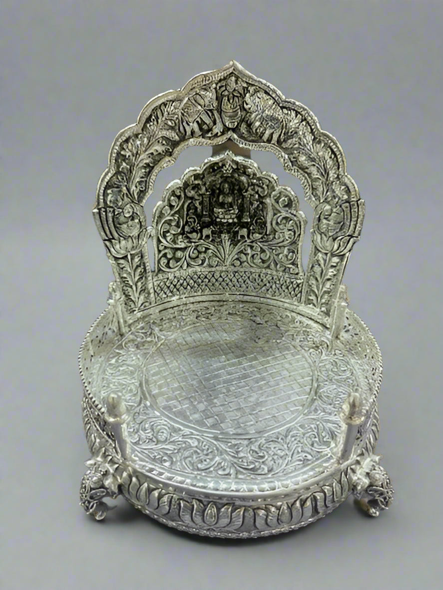 pure silver plated lakshmi singhasan with elephant legs for home/ office