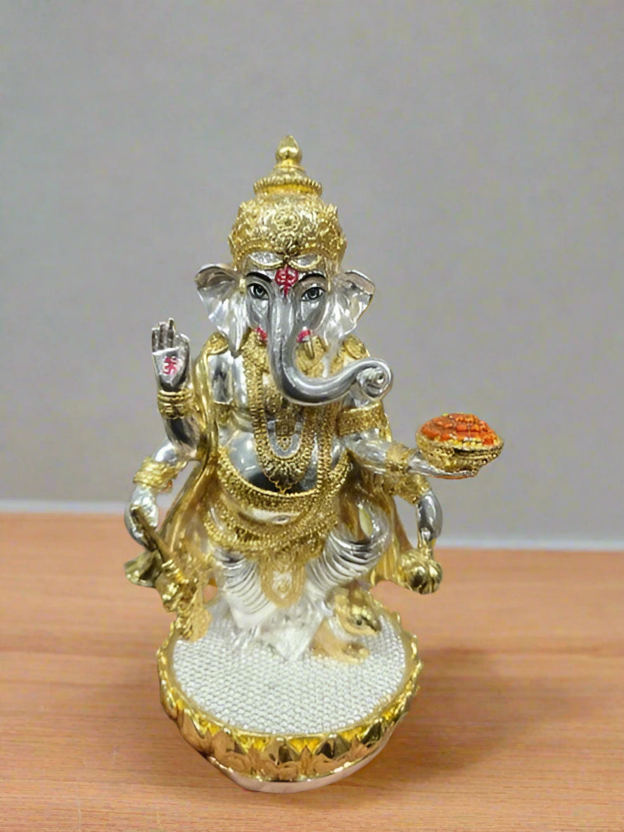 German silver Ganesh idol with mushak