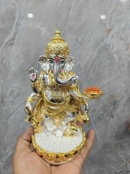 German silver Ganesh idol with mushak