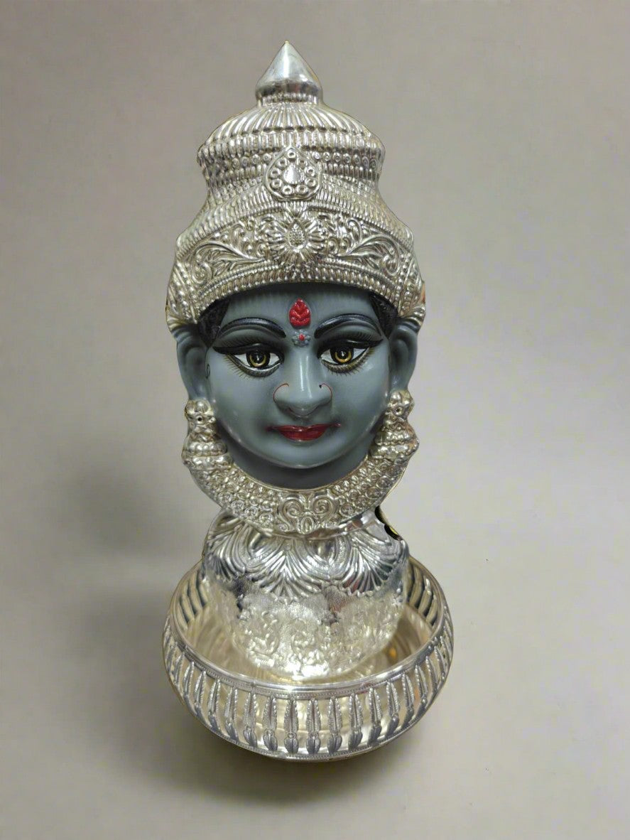 German silver ashta lakshmi kalash with Tanjore painted lakshmi face and tray set