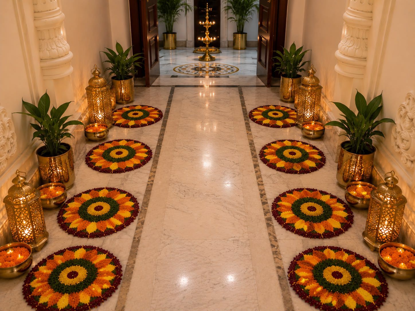 Colorful Rangoli Decorative Mat – Festive Floor Décor for Diwali, Weddings & Pooja, set of 6
