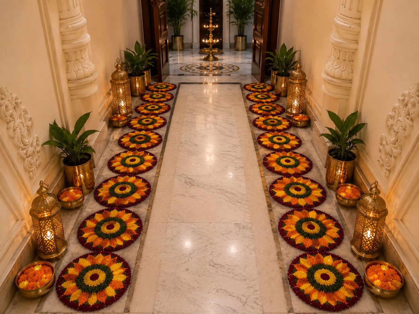 Colorful Rangoli Decorative Mat – Festive Floor Décor for Diwali, Weddings & Pooja, set of 6
