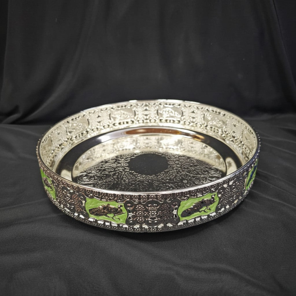 German Silver Green Tray Set of 3 – Elegant Serveware & Housewarming Gift
