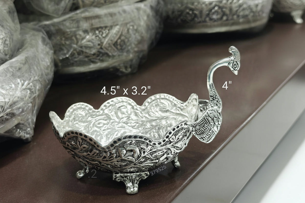 Antique German Silver Designer Swan Bowl – Elegant Serveware & Festive Décor