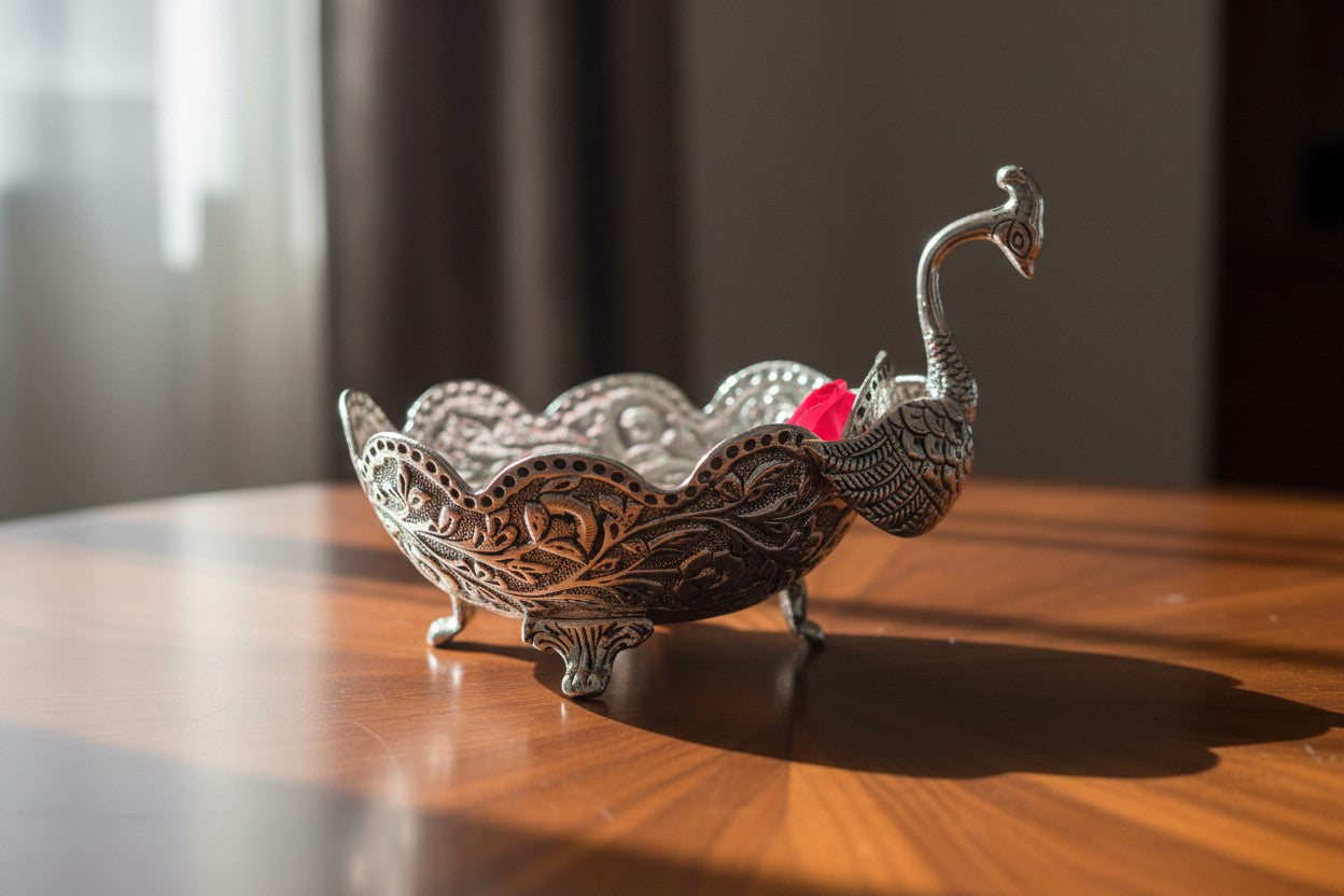 Antique German Silver Designer Swan Bowl – Elegant Serveware & Festive Décor