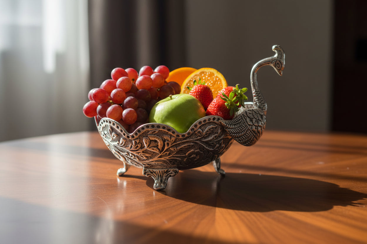 Antique German Silver Designer Swan Bowl – Elegant Serveware & Festive Décor