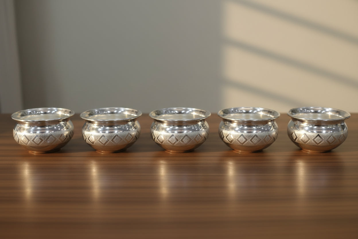 German Silver Tray Set with 5 Bowls – Elegant Serveware & Festive Gift