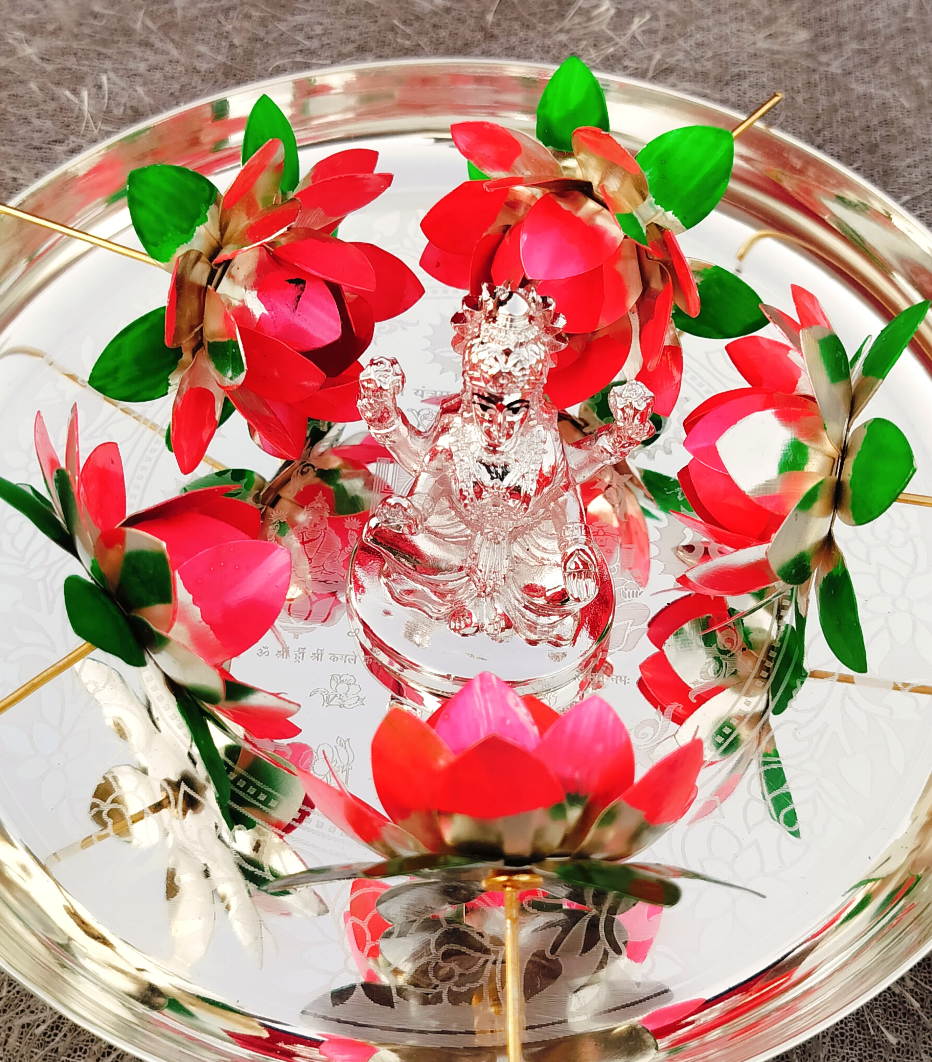 German Silver Laxmi Pooja Combo Set