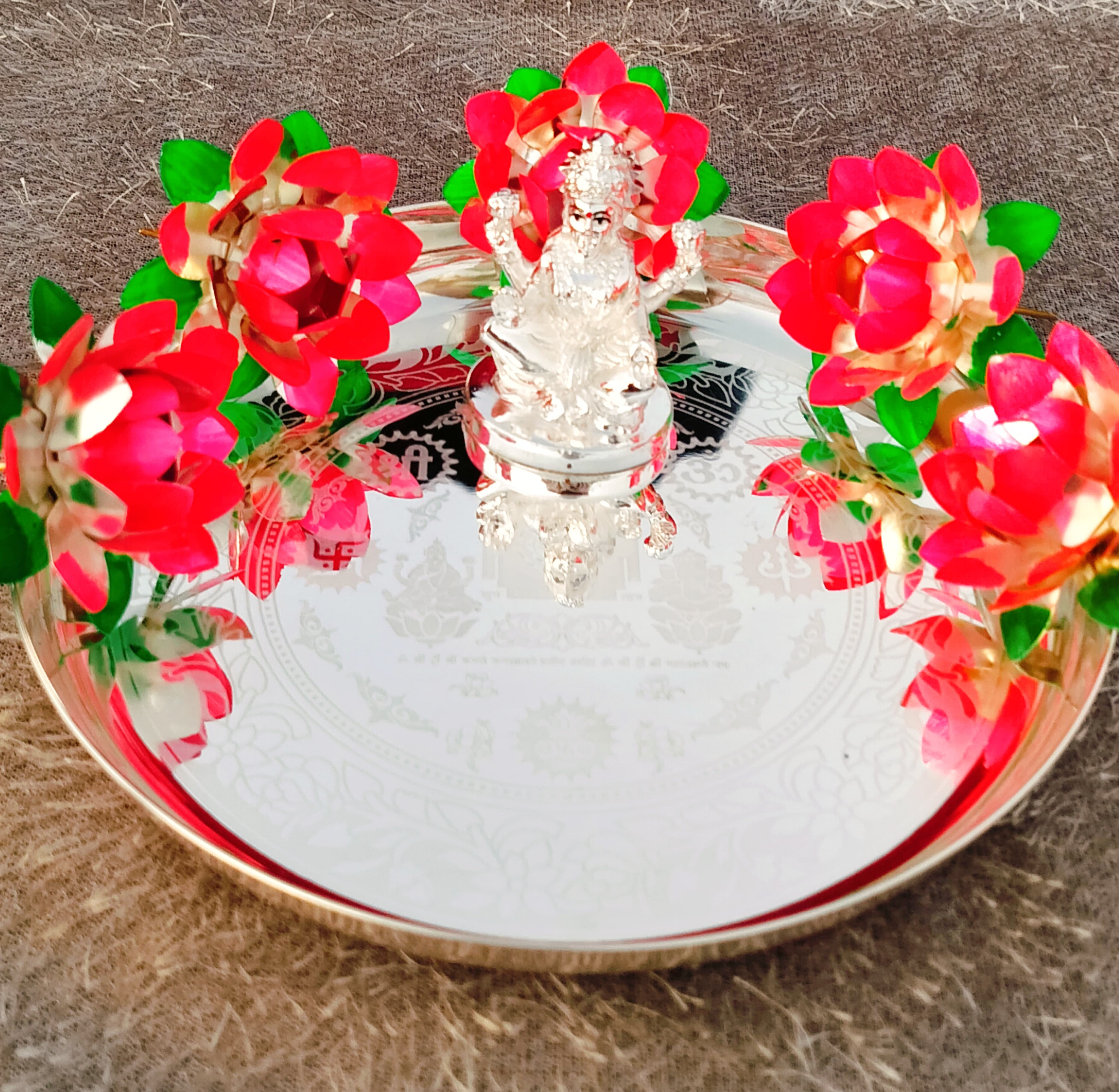 German Silver Laxmi Pooja Combo Set