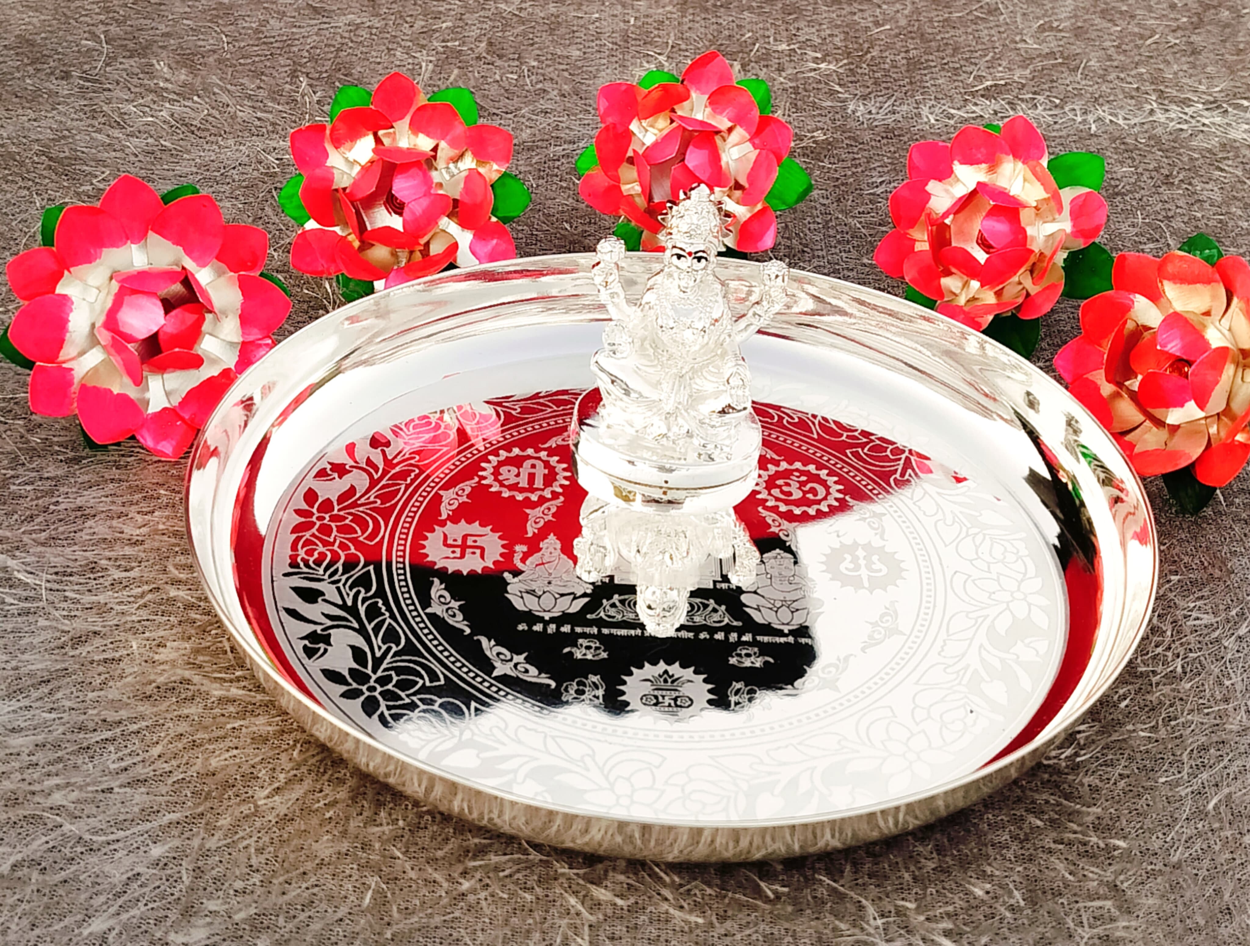 German Silver Laxmi Pooja Combo Set