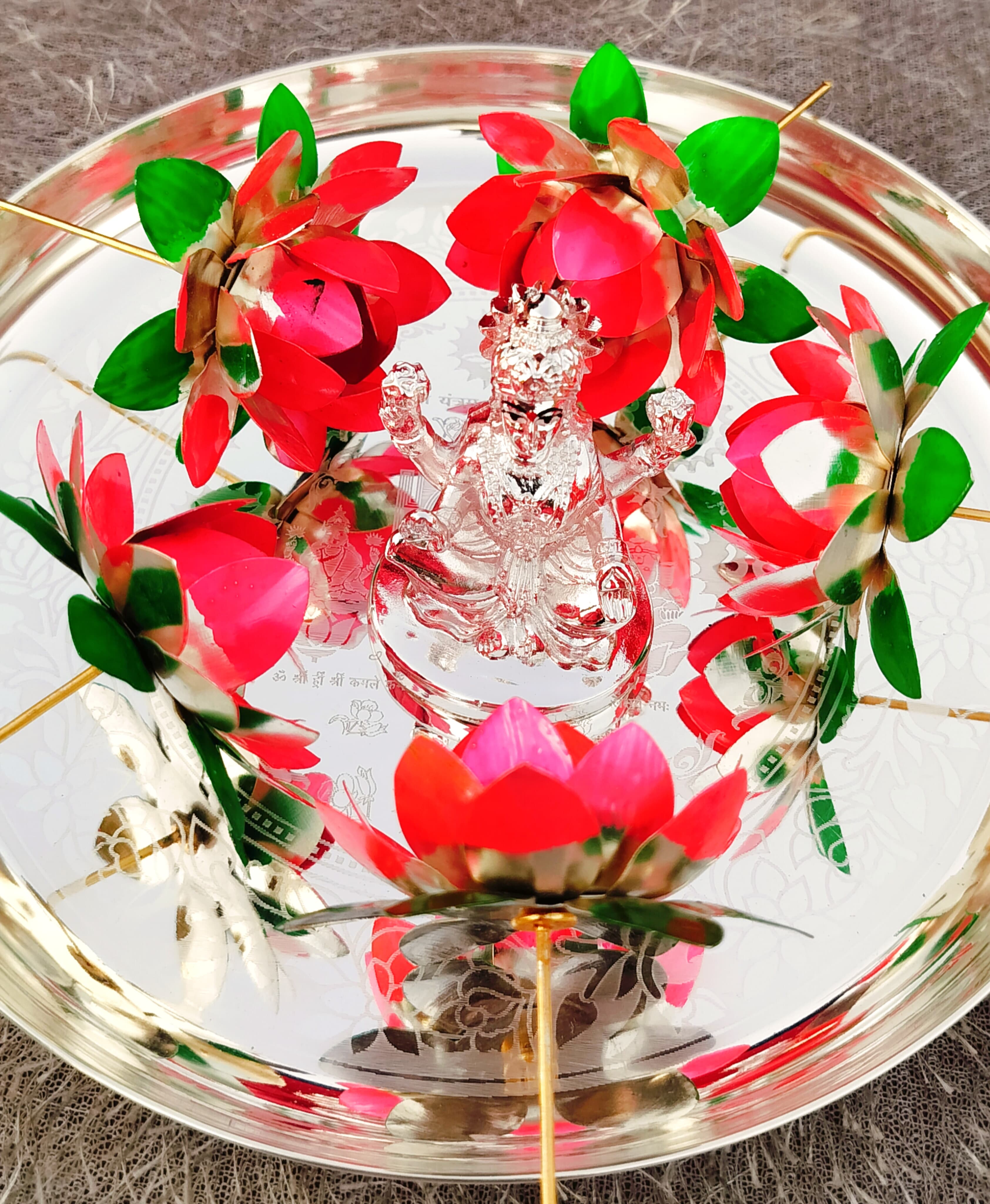 German Silver Laxmi Pooja Combo Set