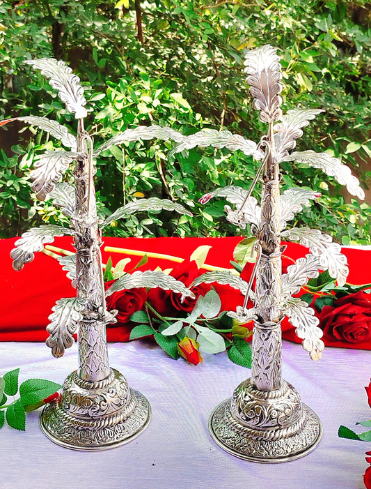 German silver Banana tree pair for diwali/ houserwarming , 17" height