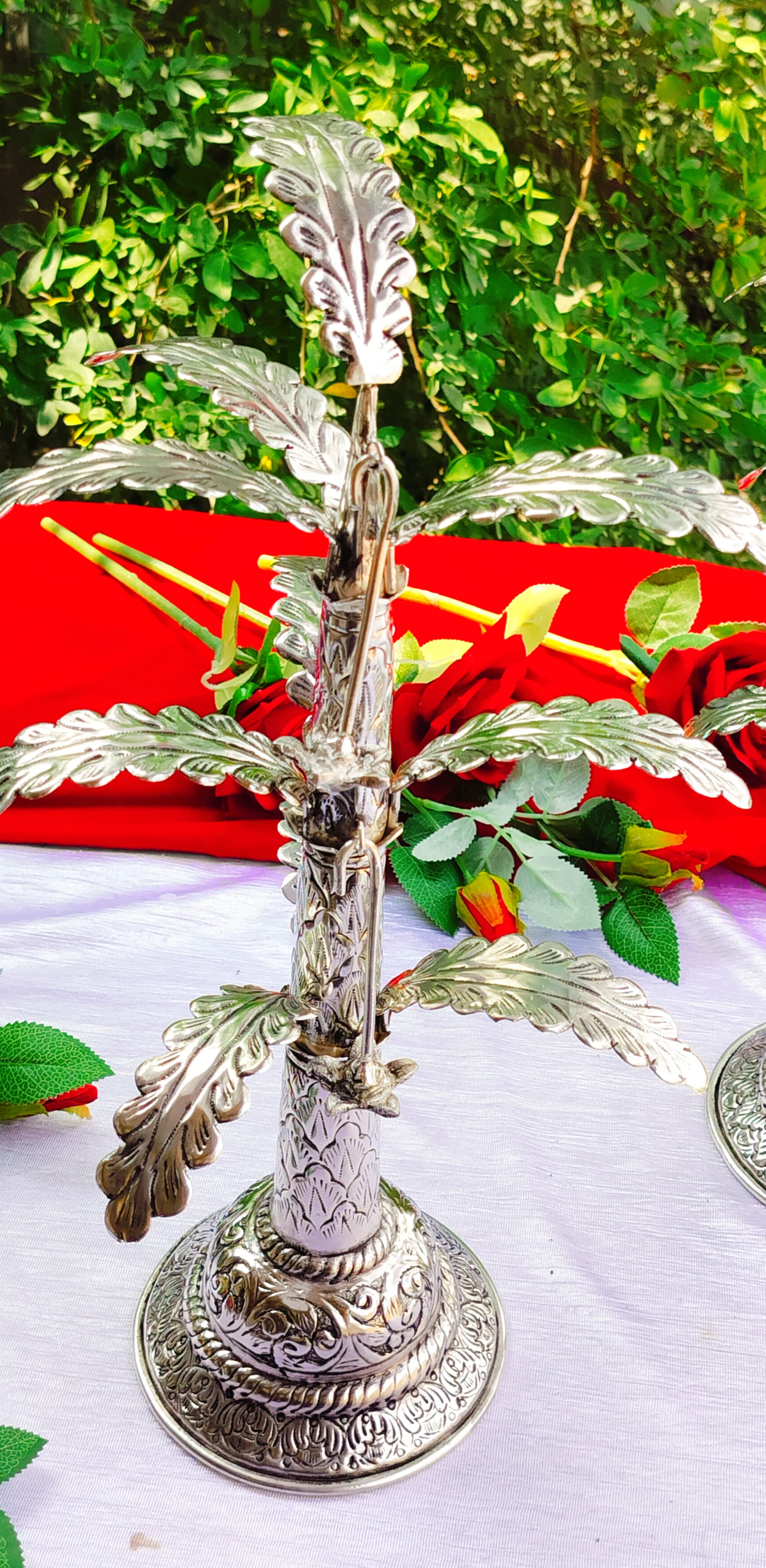 German Silver Banana Tree Pair for Diwali/housewarming, 16" Height