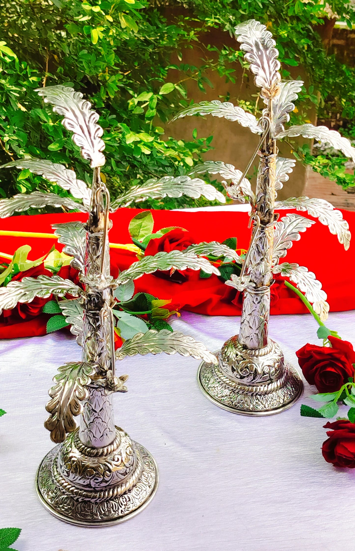 German silver Banana tree pair for diwali/ houserwarming , 17" height