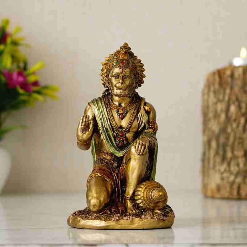 Resin with Metallic Finish Hanuman Statue for Home Decor/Home Temple/Gift Item