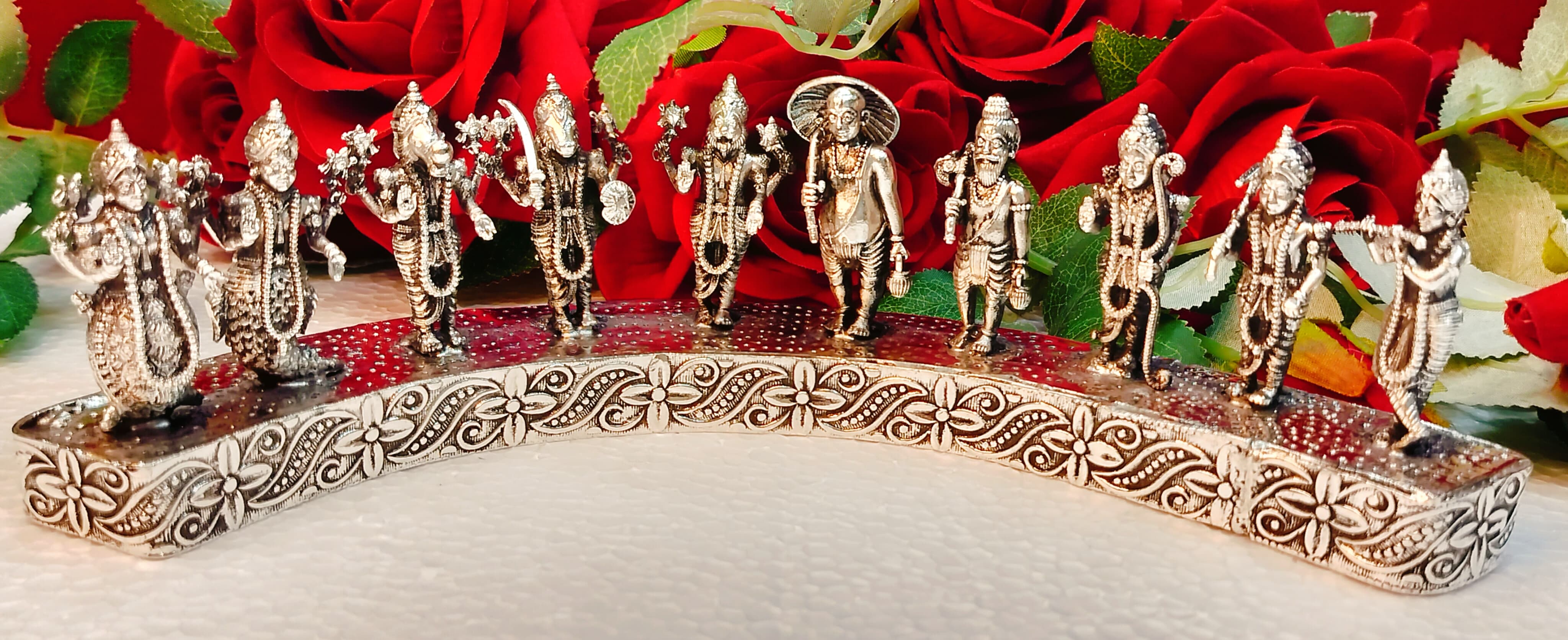 German Silver Antique Finish Vishnu DASHAVATAR Set for House Warming/Festival