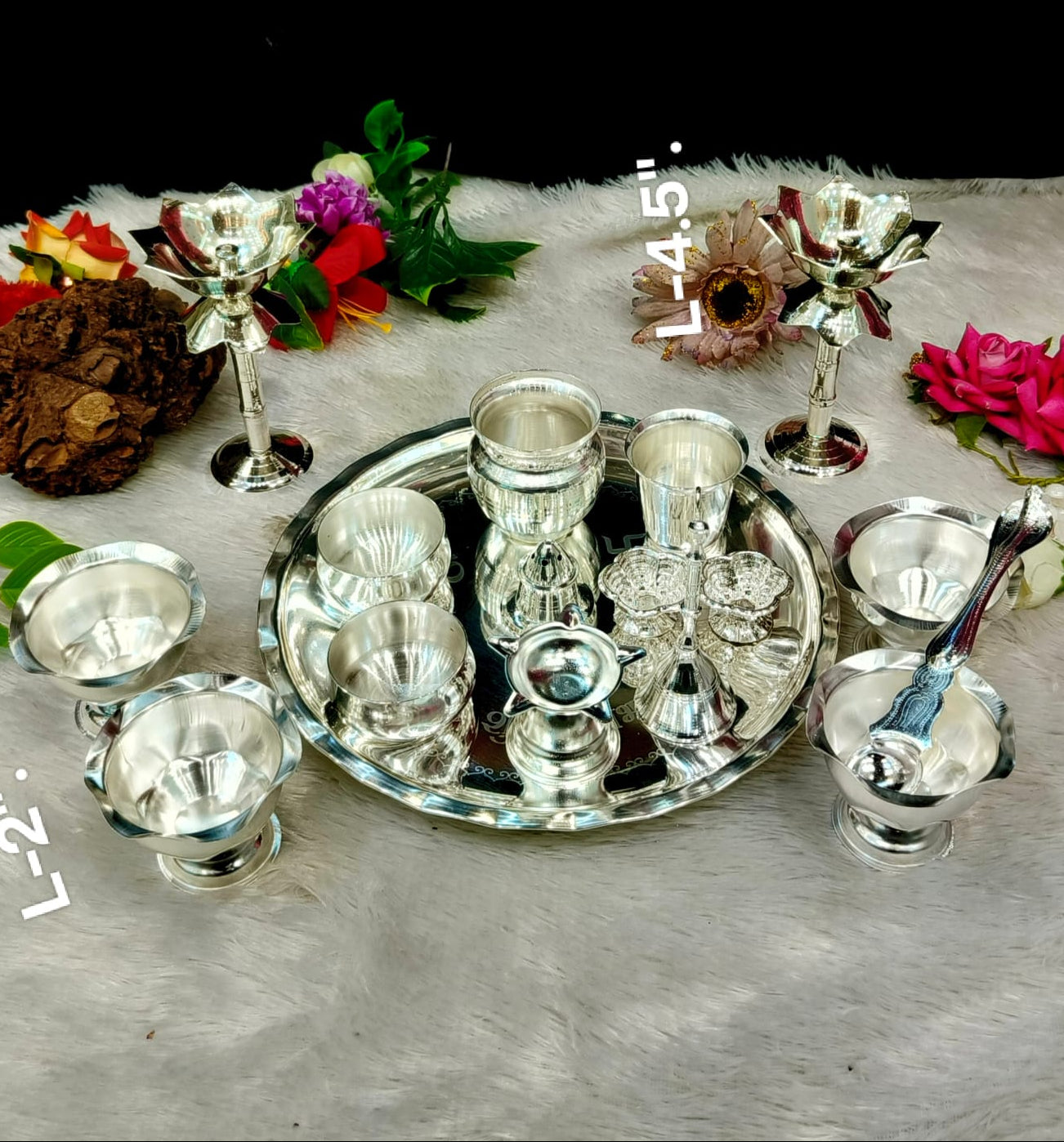 German Silver Pooja Thali Set – Complete Varalakshmi, Housewarming & Diwali Festival Essentials