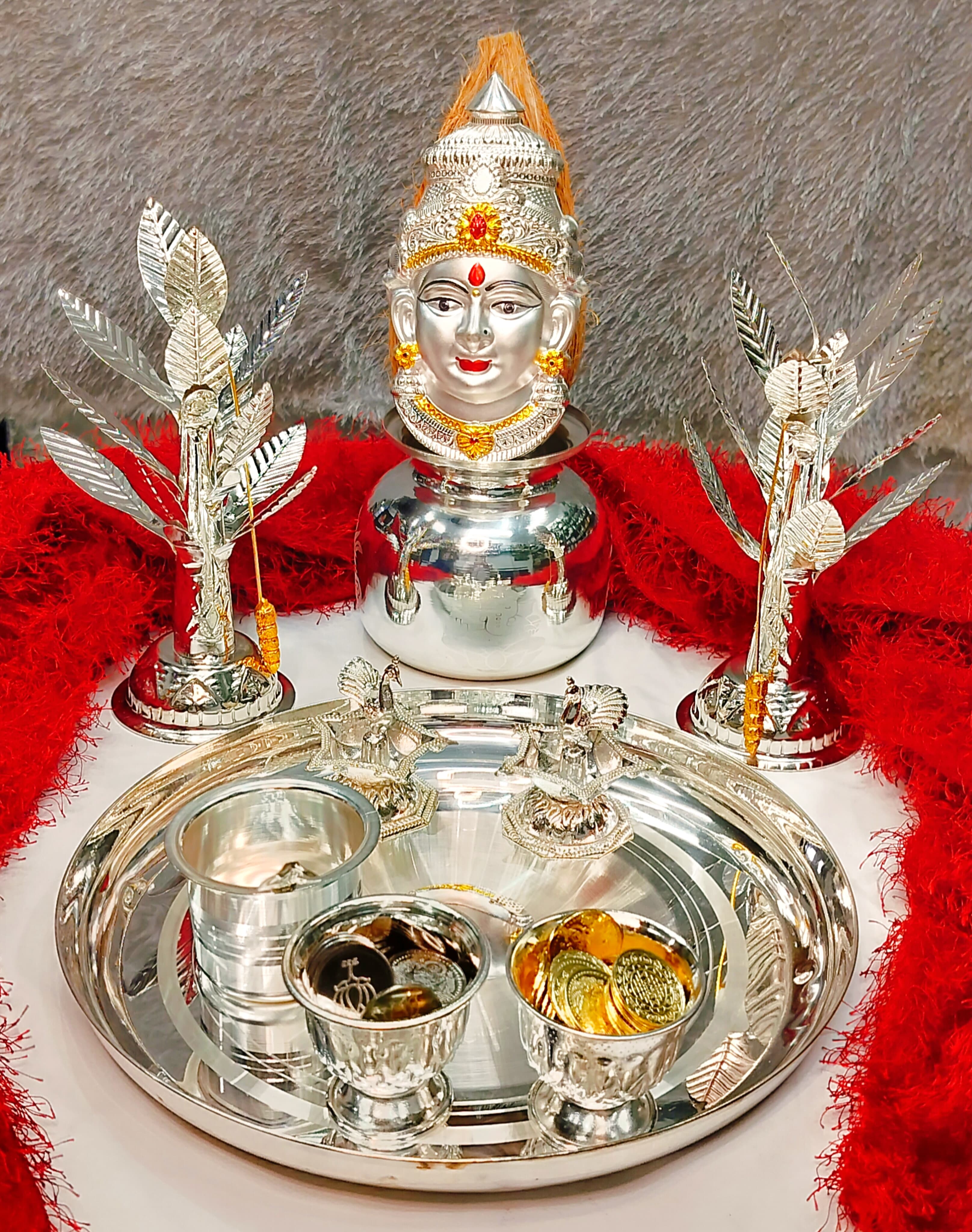 German silver pooja thali set for housewarming/Diwali festival/gift item