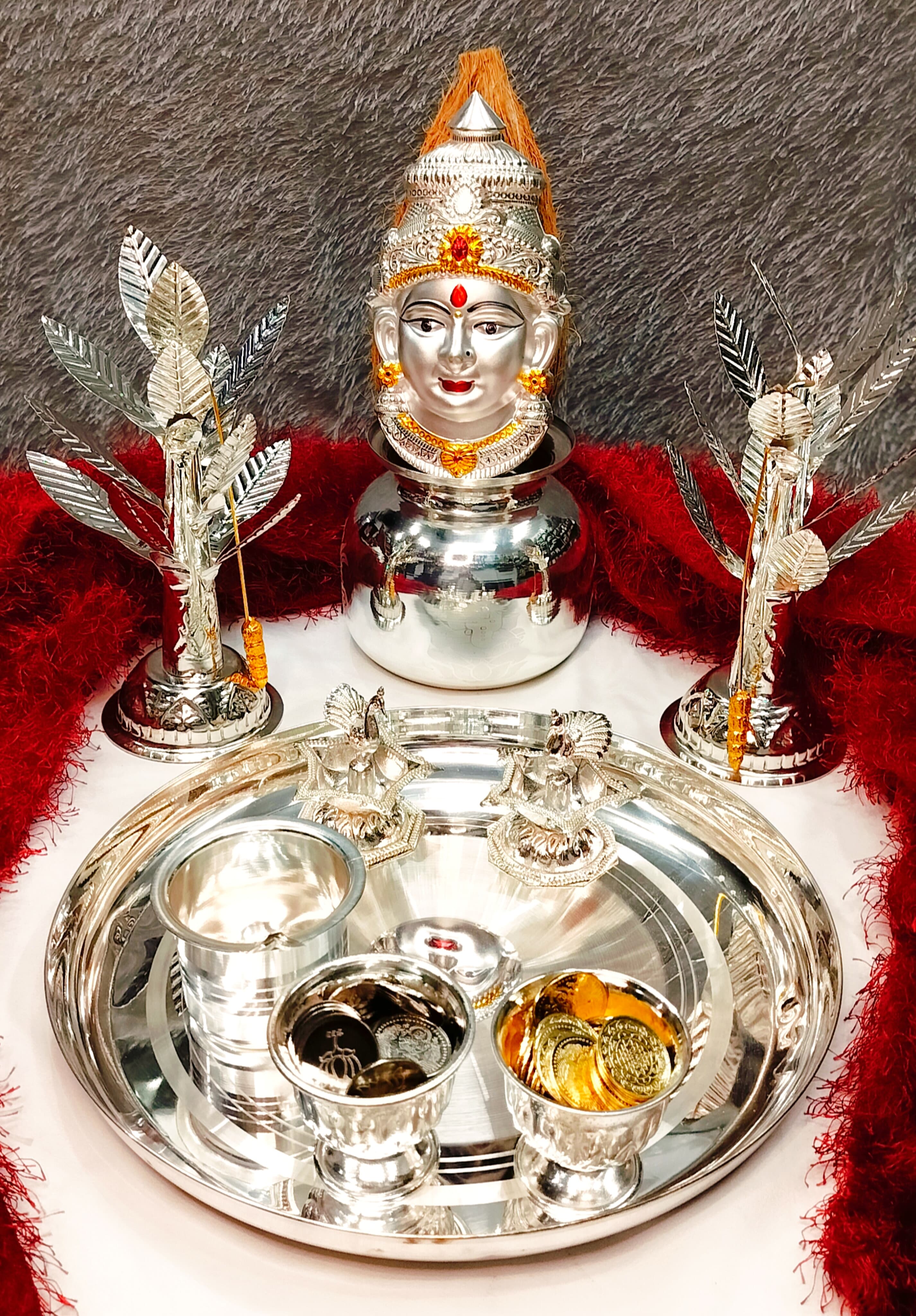 German silver pooja thali set for housewarming/Diwali festival/gift item