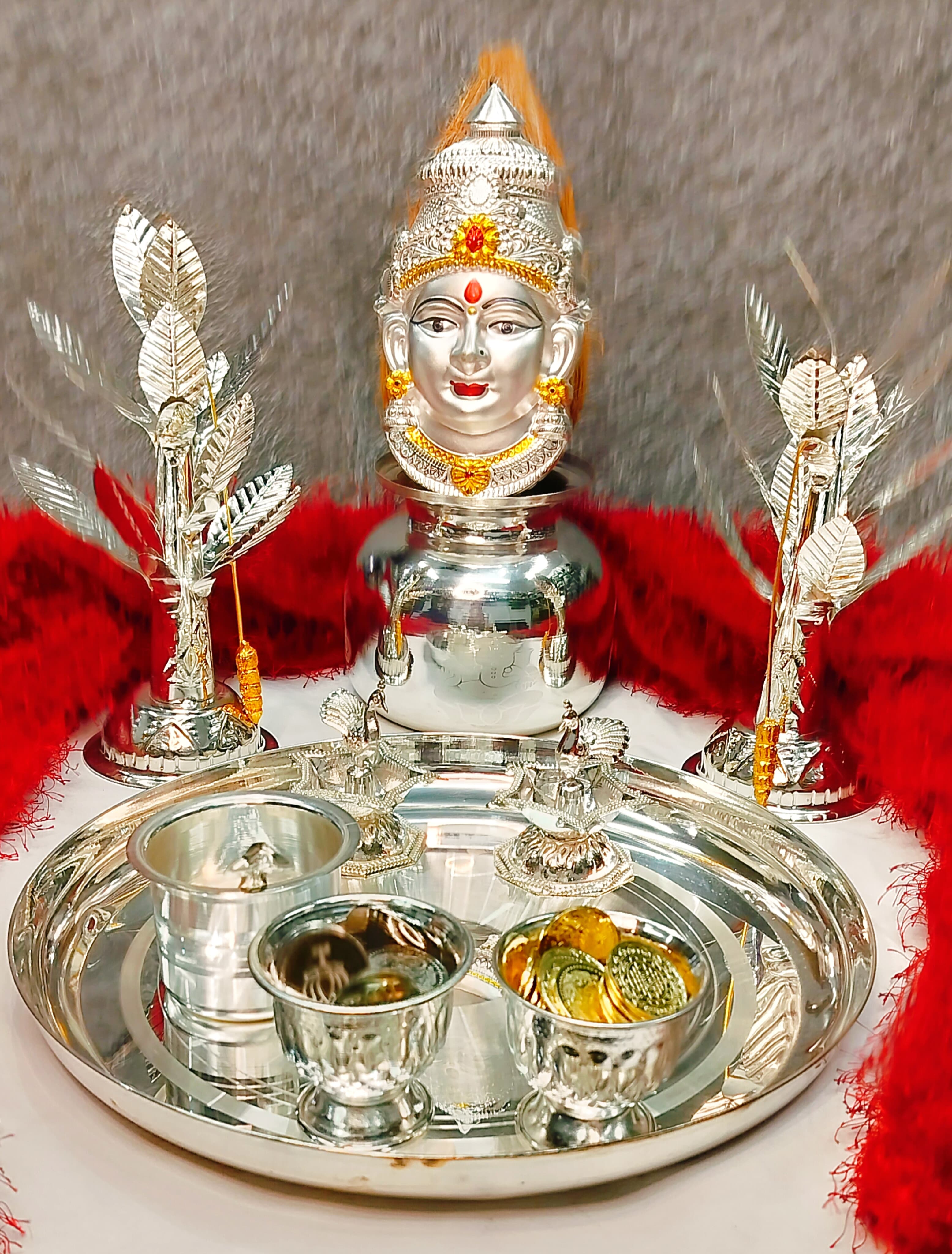 German silver pooja thali set for housewarming/Diwali festival/gift item