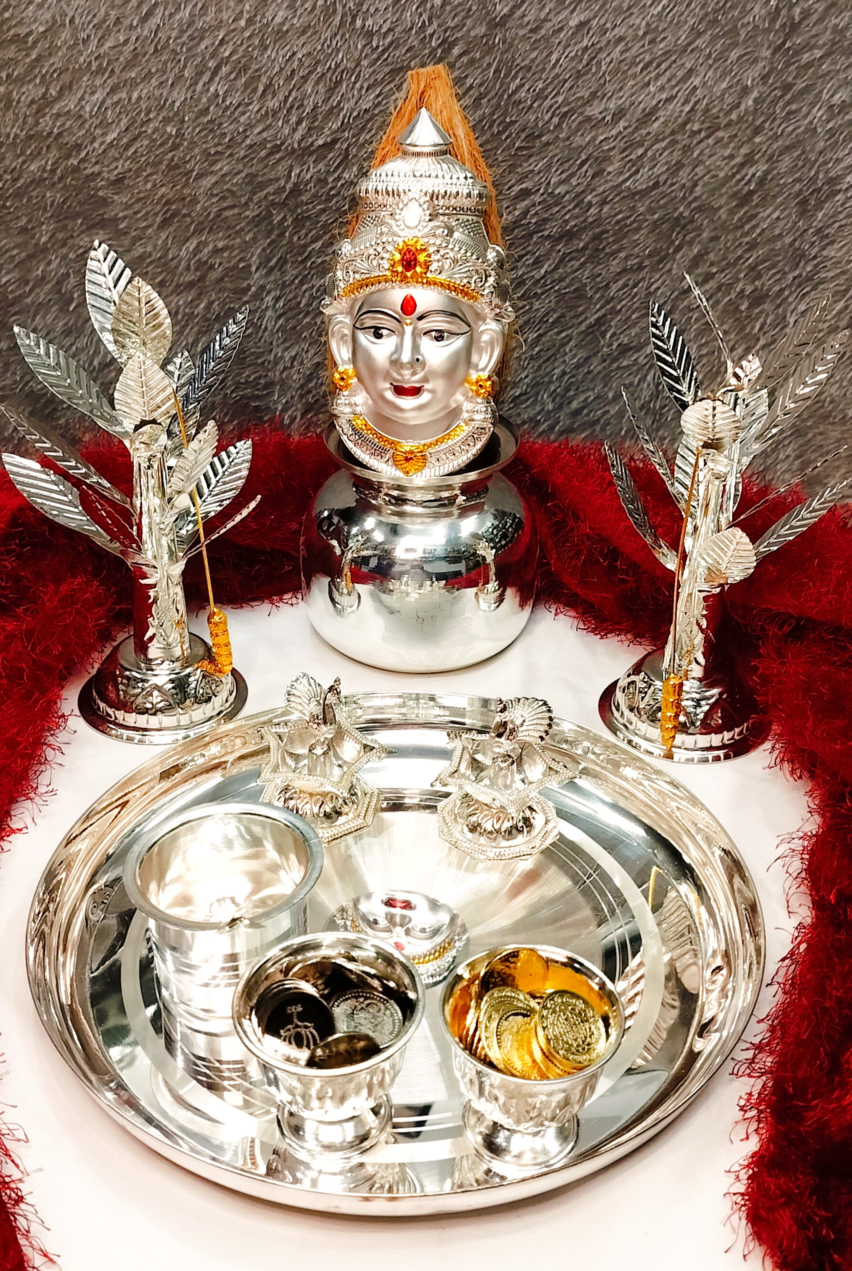 German silver pooja thali set for housewarming/Diwali festival/gift item