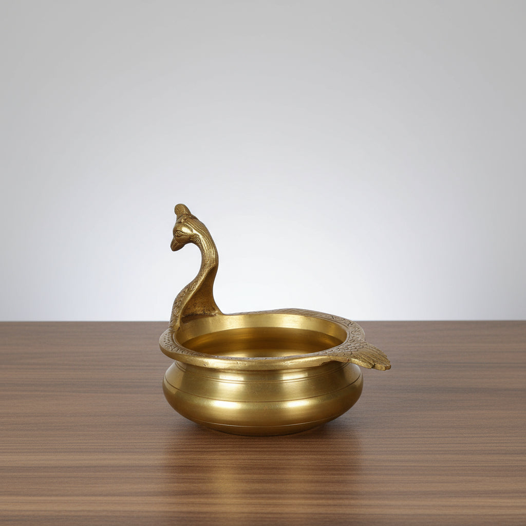 brass peacock urli for home décor/ gift item
