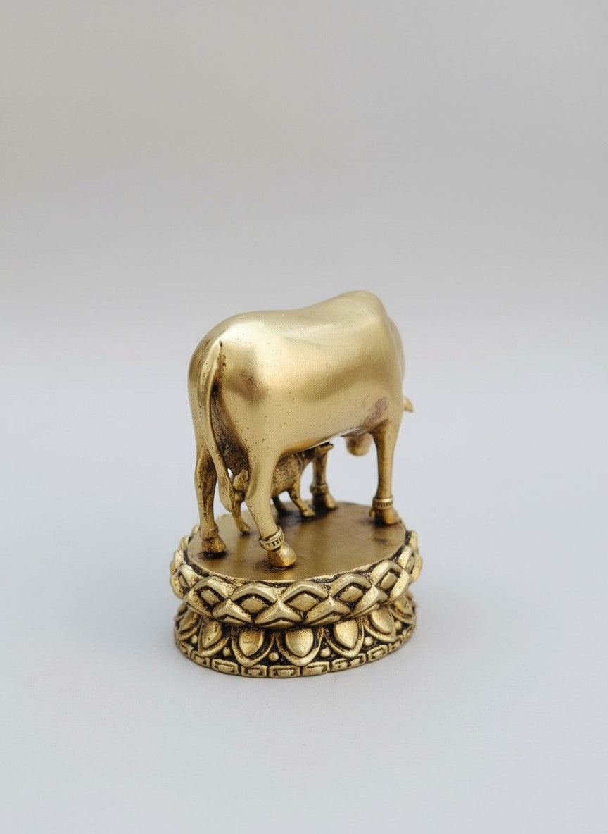 brass cow and calf/ kamdhenu cow  statue for home temple/ home décor/ gift item