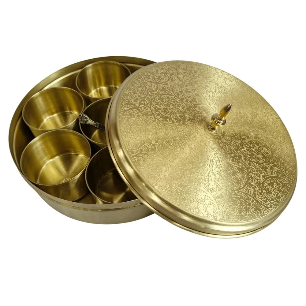 brass spice box 8" small size for kitchen/ gift item