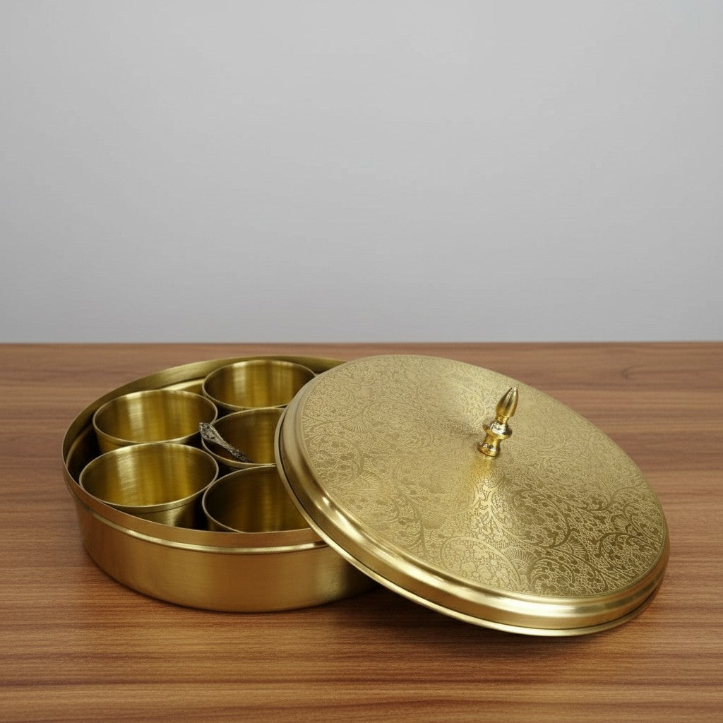 brass spice box 8" small size for kitchen/ gift item