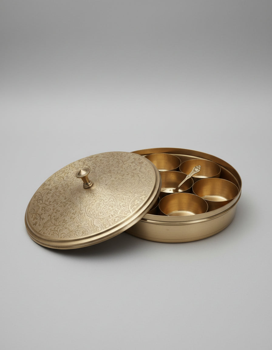 brass spice box 8" small size for kitchen/ gift item