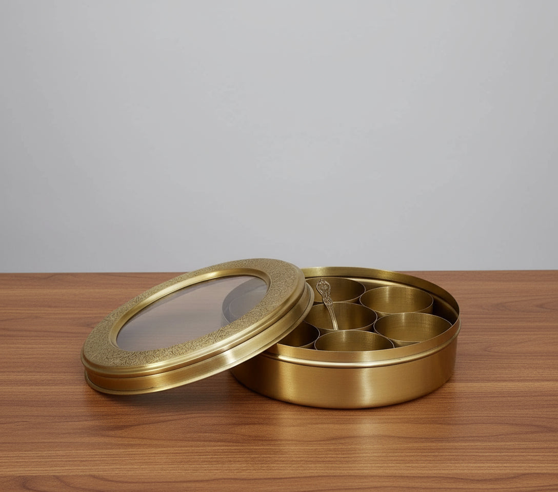 brass spice box 8" small size for kitchen/gift item