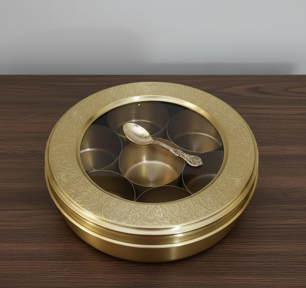 brass spice box 8" small size for kitchen/gift item