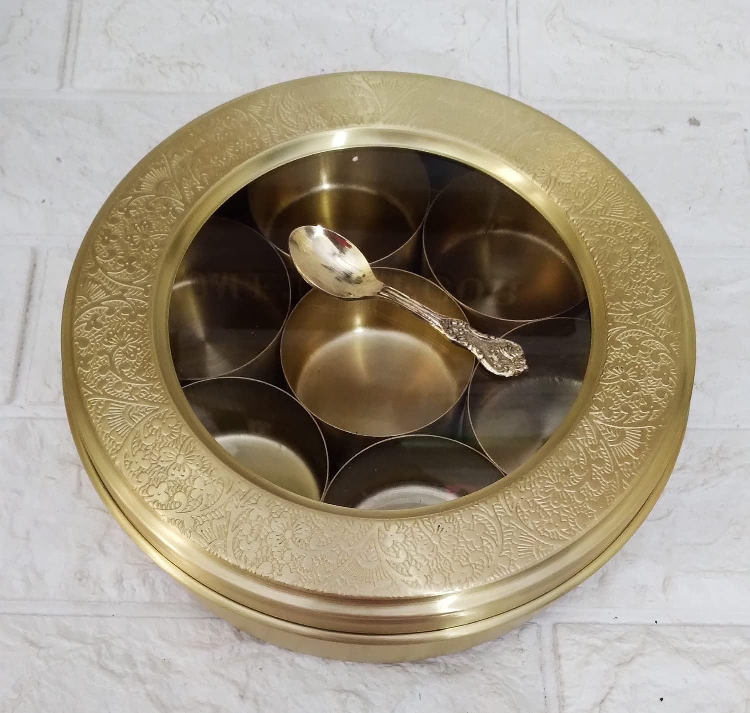 brass spice box 8" small size for kitchen/gift item