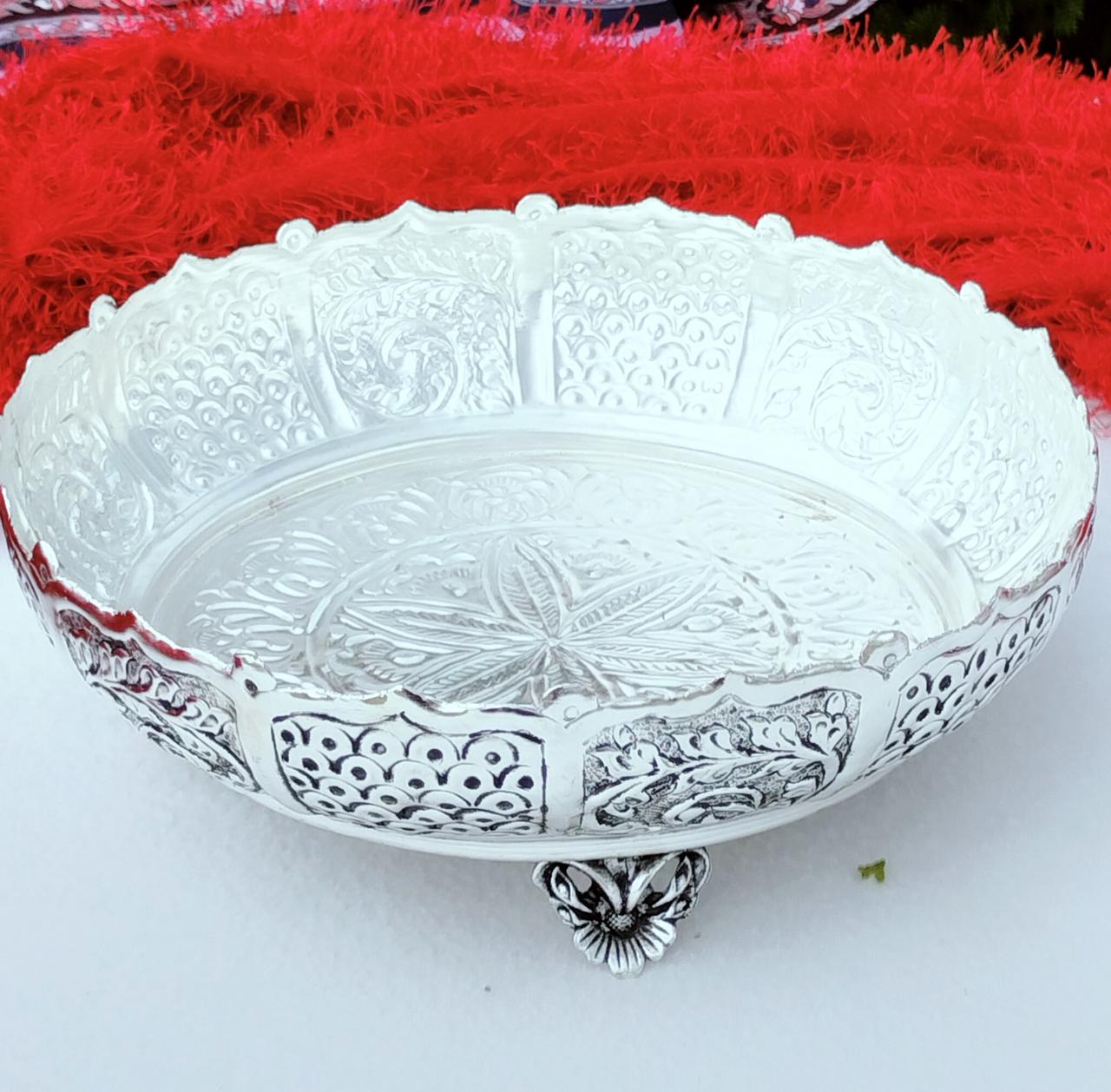 German silver flower urli bowl for home décor/ fruits/ gift item